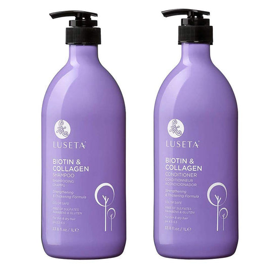 L LUSETA Biotin & Collagen Shampoo bottle for gentle cleansing and color-safe care.
