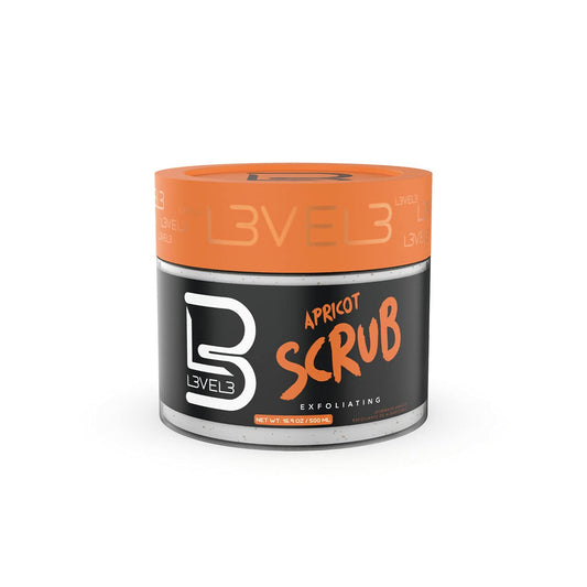 L3 Level 3 Apricot Facial Scrub bottle shown for gentle exfoliation and routine care