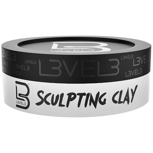 L3 Level 3 hair sculpting clay jar close-up showing premium hold and matte finish