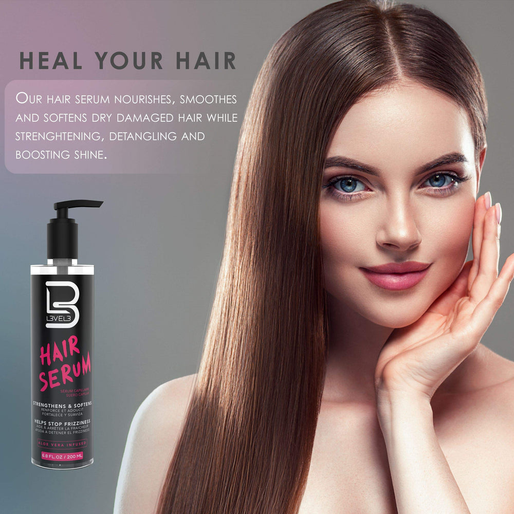 L3 Level 3 Hair Serum on damaged hair for repair and strengthening