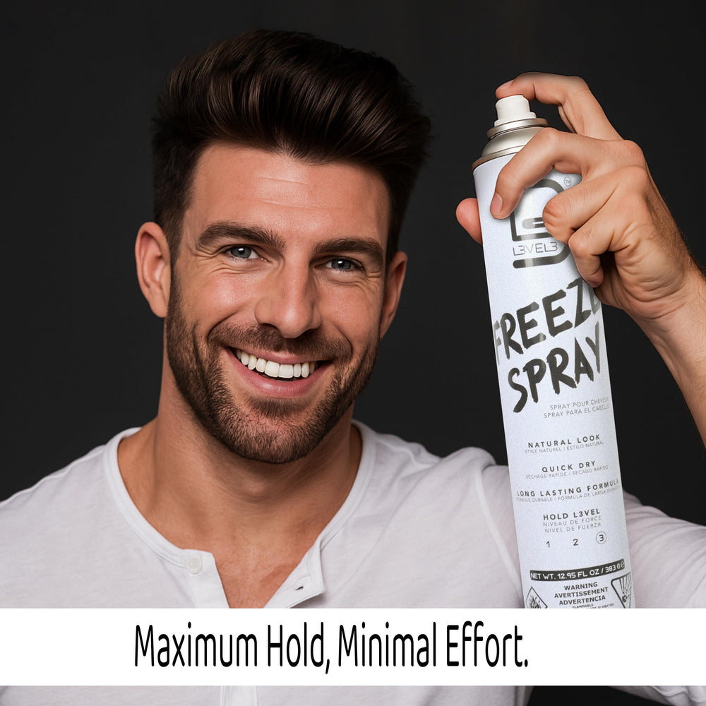 L3 Level 3 Hair Spray bottle resisting humidity to prevent frizz