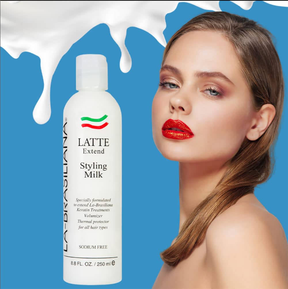 La-Brasiliana Latte Styling Milk being applied to hair for smoothness