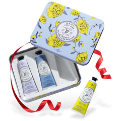 La Chatelaine hand cream trio front tin for elegant gifting and soft hands.