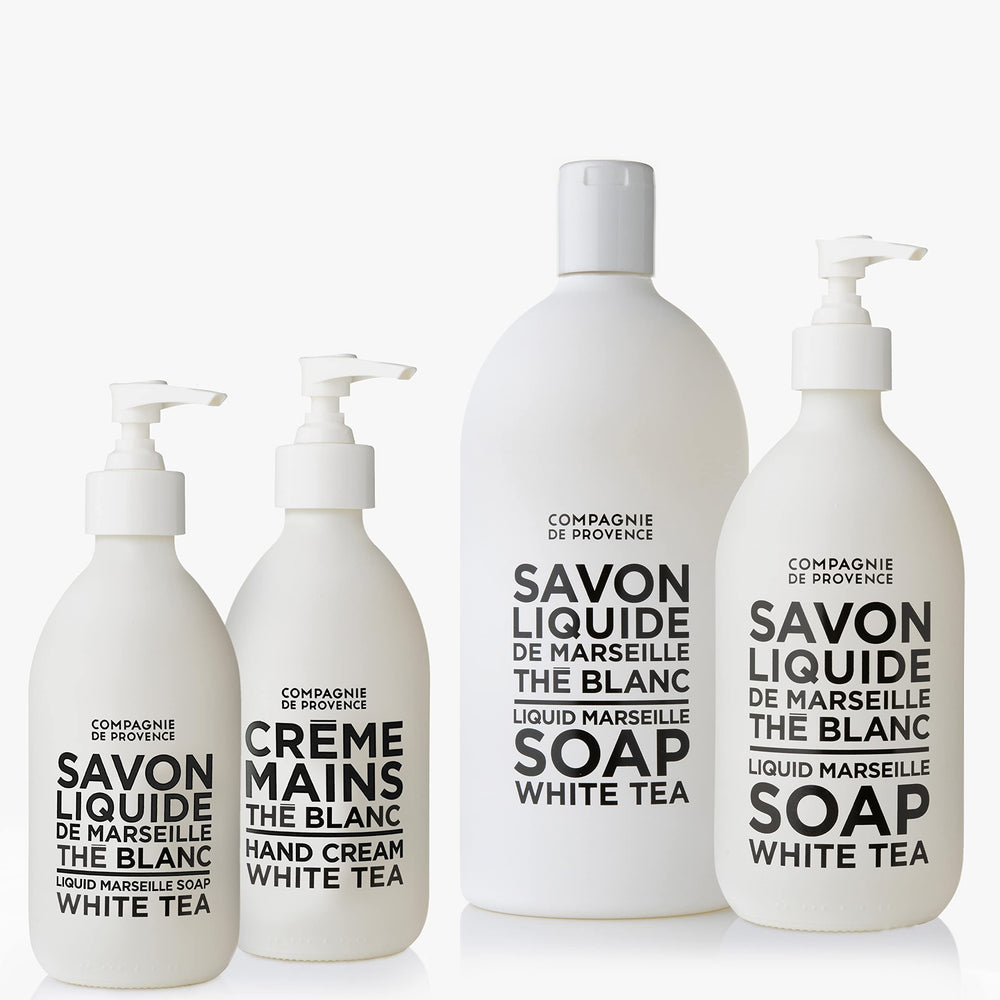 La Compagnie de Provence duo set displayed in a stylish bathroom scene.