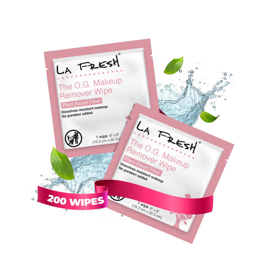 La Fresh makeup removal wipes pack front view, travel-friendly and moisturizing.