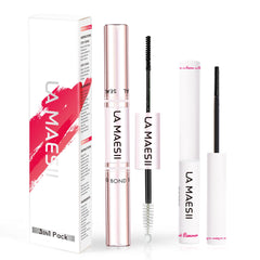 La Maesii Lash Bond and Seal bottle pour illustrating long-lasting hold.