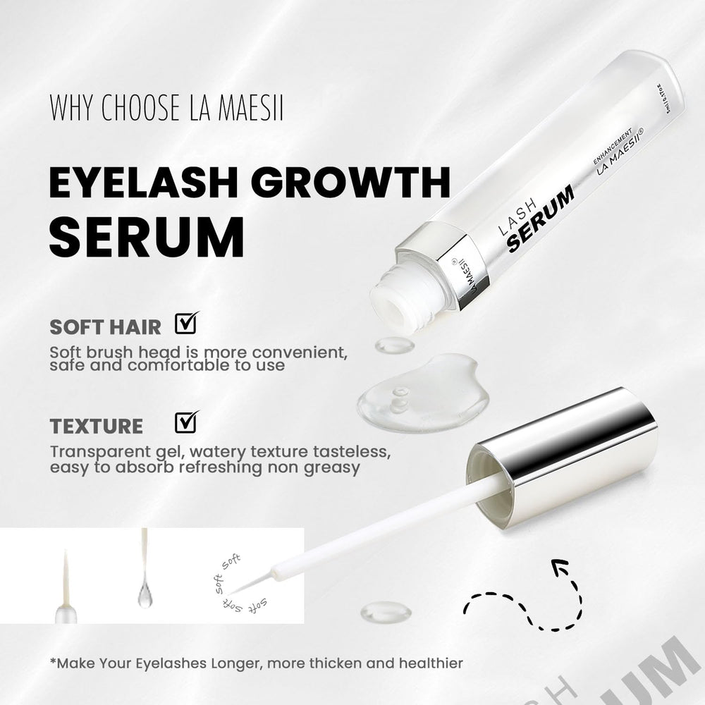 Applying La Maesii Lash Serum with precision wand along lash line.