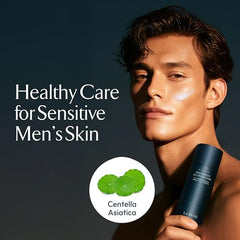 LA MUSE Homme velvet finish moisturizer bottle showing non sticky non greasy feel.