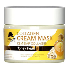 La Palm Spa Collagen Cream Mask being spread on feet for deep conditioning.