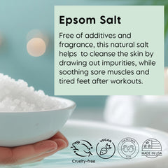 LA SALT CO Epsom salt in a calm bathroom scene