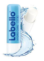 Labello Hydro Care lip balm pack with three sticks, delivering long-lasting moisture for dry lips