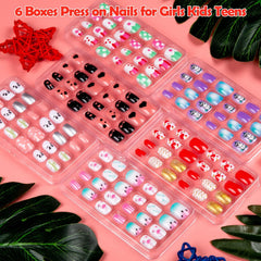 Labeol kids fake nails include glue tabs for quick, kid-friendly application.