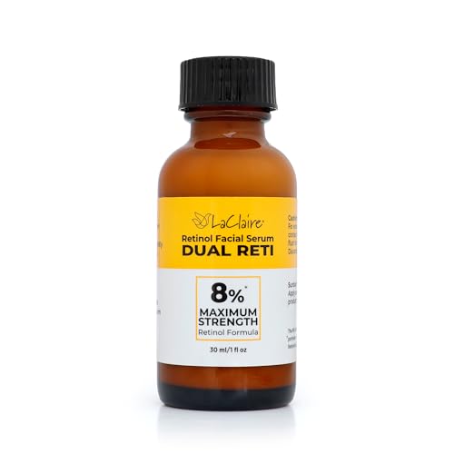 LaClaire Retinol Complex close-up highlighting an 8% formula for anti-aging support.