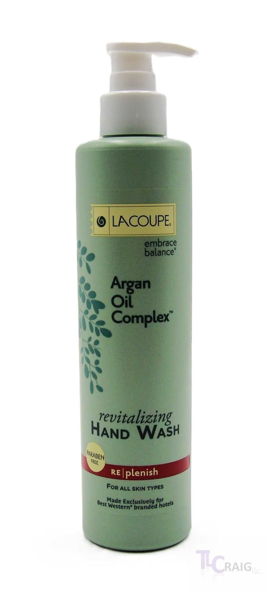 LACOUPE Embrace Balance hand wash bottle with nourishing argan oil for silky hands.