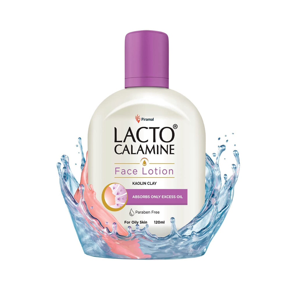 Lacto Calamine lotion texture close-up showing kaolin clay absorption.