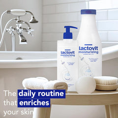 Lactovit ProLactiC10 technology highlights collagen and elastin support.