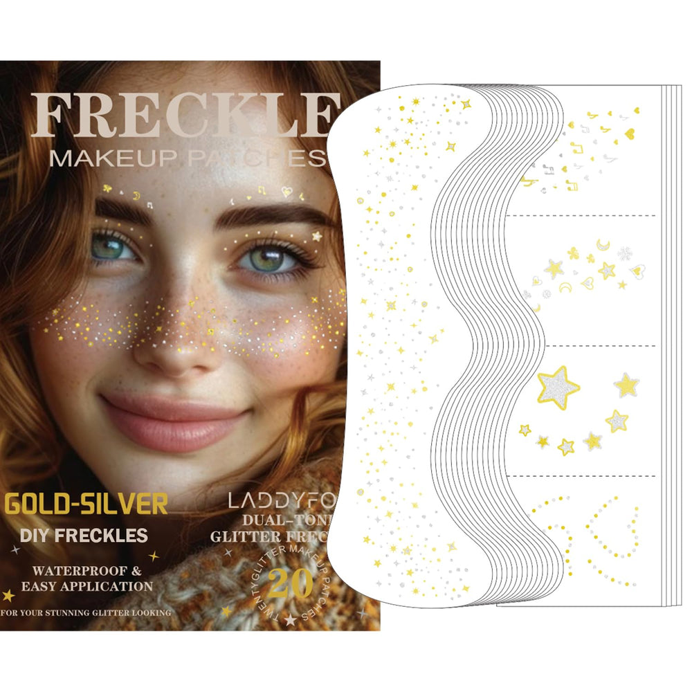LADDYFOX gold and silver glitter freckles set for party-ready glam.