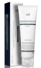 LA'DOR Keratin Power Glue bottle close-up showing nourishing formula for dry hair.