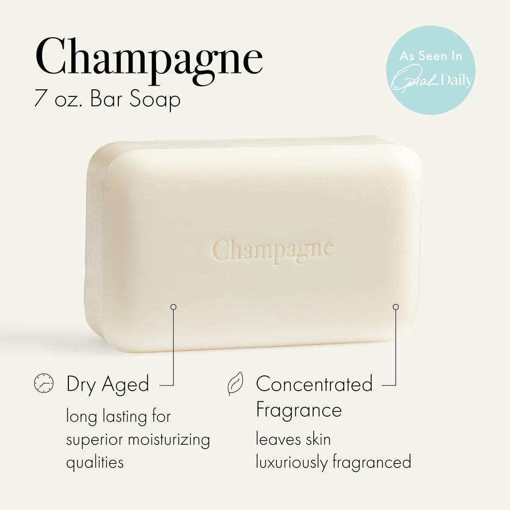 LAFCO New York Champagne bar soap cream-lather close-up promotes gentle cleansing and hydration.