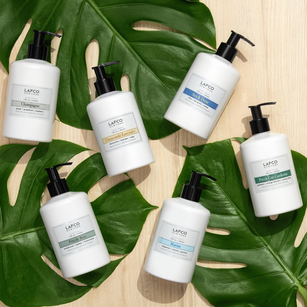 Ski-house inspired mood scene demonstrates spa-like home care with Feu de Bois.