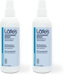 Lafe's unscented deodorant spray in an 8oz bottle for instant under-arm refreshment.