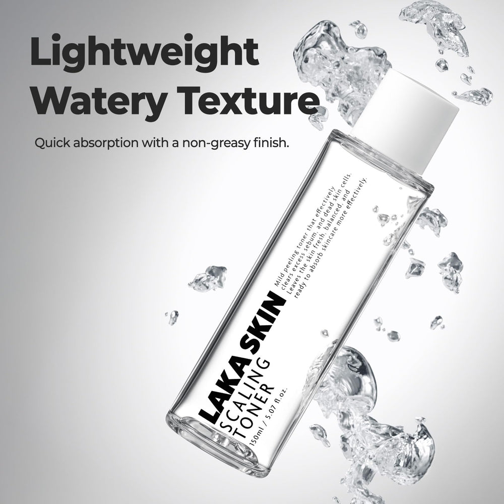 Laka Scaling Toner applied on cotton pad for even absorption