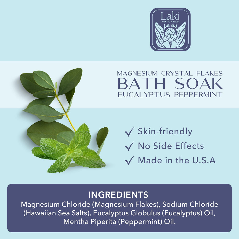 Laki Naturals bath soak with Hawaiian sea salts hydrates skin for a silky feel.