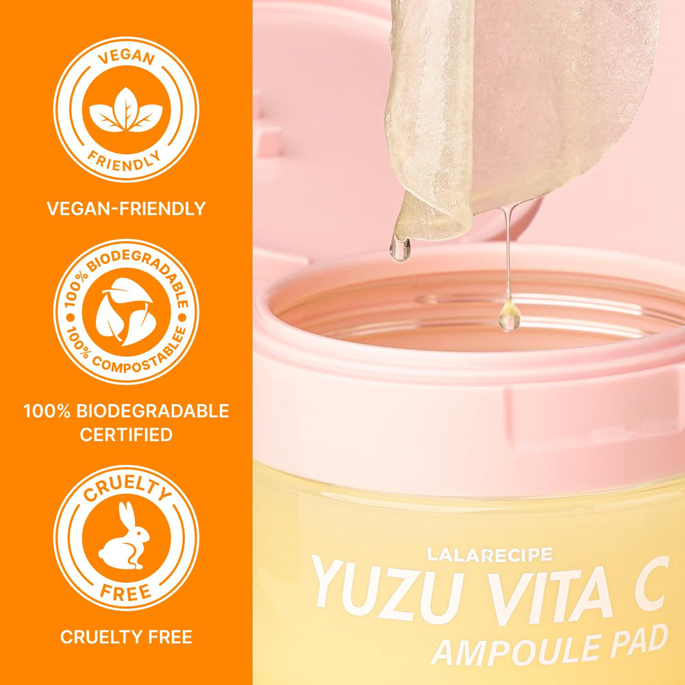 LALARECIPE Yuzu Toner Pads glow after use for refreshed complexion.