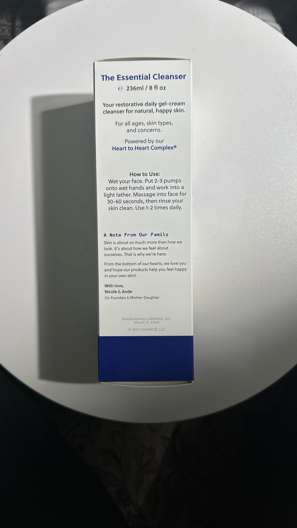 L'AMARUE Essential Cleanser ceramide formula supports moisture for a refreshed glow.