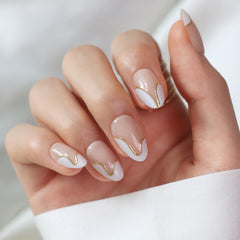 LAMIMOSA Swan Lake nails front view with almond shape and glossy finish.