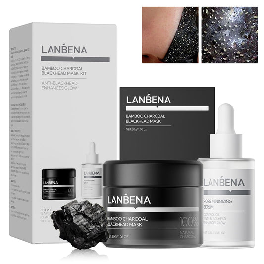LANBENA bamboo charcoal pore strips pack for deep cleansing and refined pores.