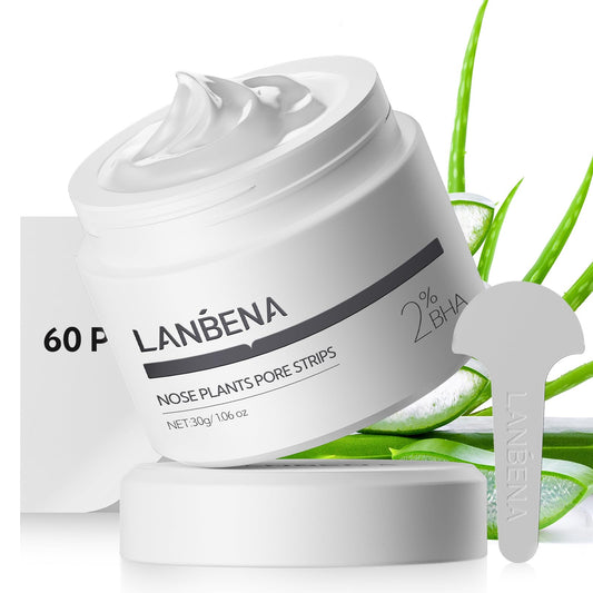 LANBENA blackhead remover strips 2.0 pack displaying pore-clearing strips.