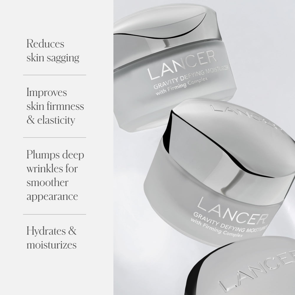 Lancer Gravity Defying Moisturizer product dispense shows quick absorption and smooth finish