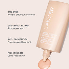 Lancer Mineral Sun Shield reef-safe sunscreen bottle close-up.