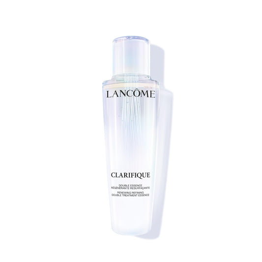 Lancome Clarifique essence bottle close-up showing two-phase blend for brighter skin.