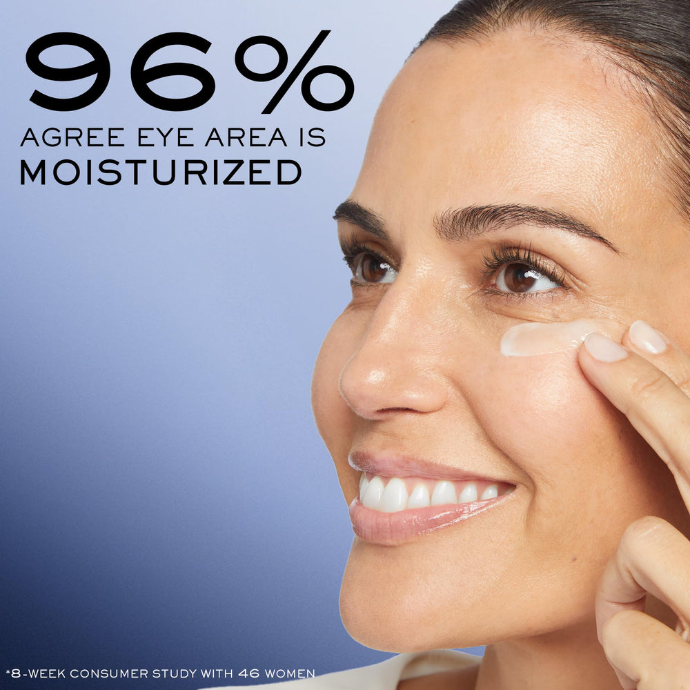 Lancôme Génifique Eye Cream swirl on skin demonstrates smoothing of fine lines