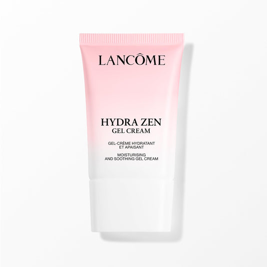 Lancôme Hydra Zen Gel Cream bottle shows oil-free hydration for sensitive skin