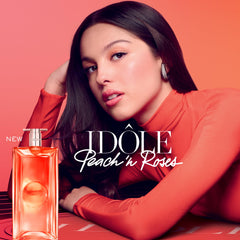 Lancôme Idôle Peach ’N Roses lifestyle shot suggests confident, everyday elegance.