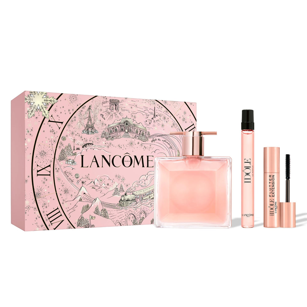 Lancôme Idôle traveler gift set front view, ideal for travel and gifting.
