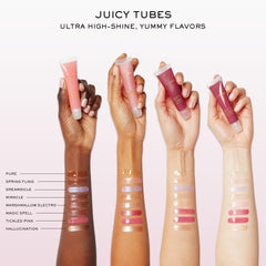 Lancôme Juicy Tubes hydration close-up illustrating plush, hydrated lips.