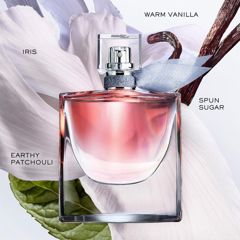 Lancôme La Vie Est Belle with iris and patchouli notes in miniature bottle.