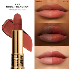 Lancôme L’Absolu Rouge Drama Matte application demonstrates smooth lip definition.