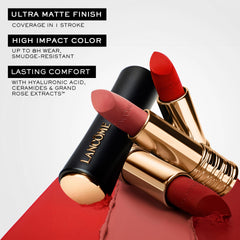 Lancôme L’Absolu Rouge Drama Matte petal bullet enables precise, one-swipe lip color.