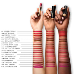 Lancôme L’Absolu Rouge Drama Matte with rose extracts promotes lip moisture.