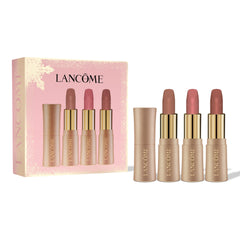 Lancôme L’Absolu Rouge Intimatte trio gift box with three versatile mini shades for on-the-go color.