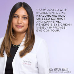 Close-up of refreshed eyes after applying Lancôme Rénergie eye cream.