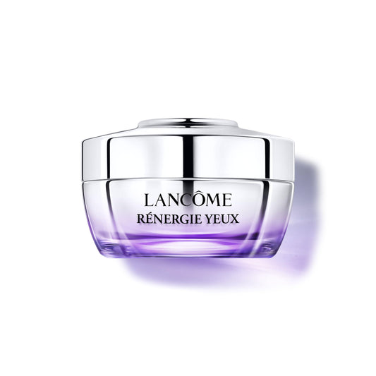 Lancôme Rénergie eye cream jar close-up reveals rich, hydrating texture.
