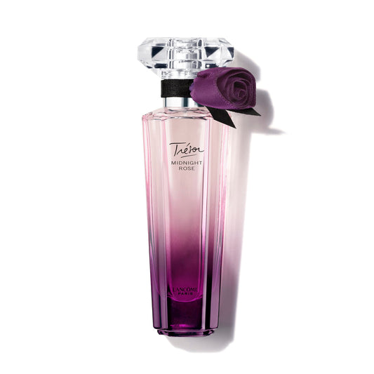 Lancôme Trésor Midnight EDP bottle, raspberry notes for evening wear.