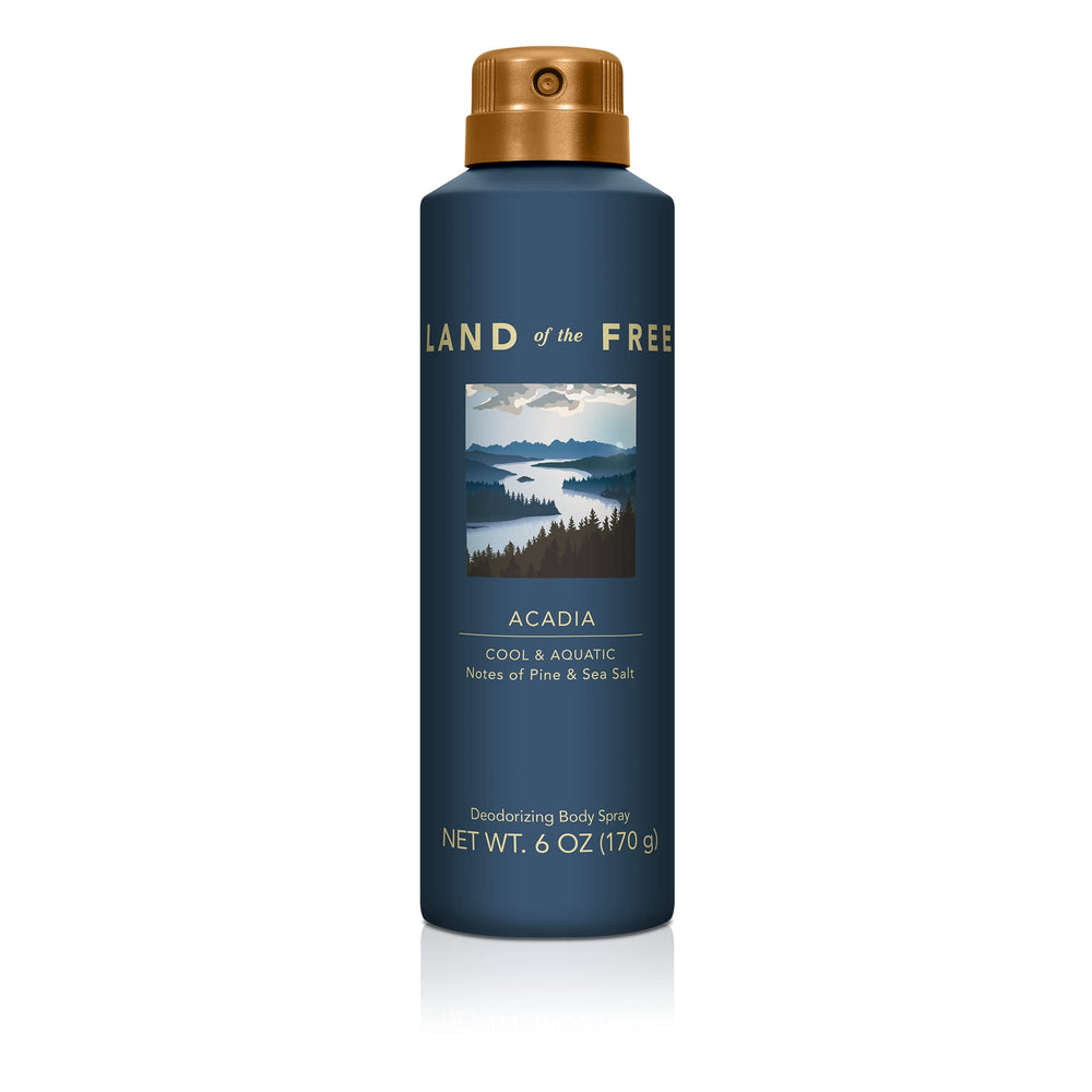 Land of the Free Acadia bottle front view for an ocean-inspired daily scent