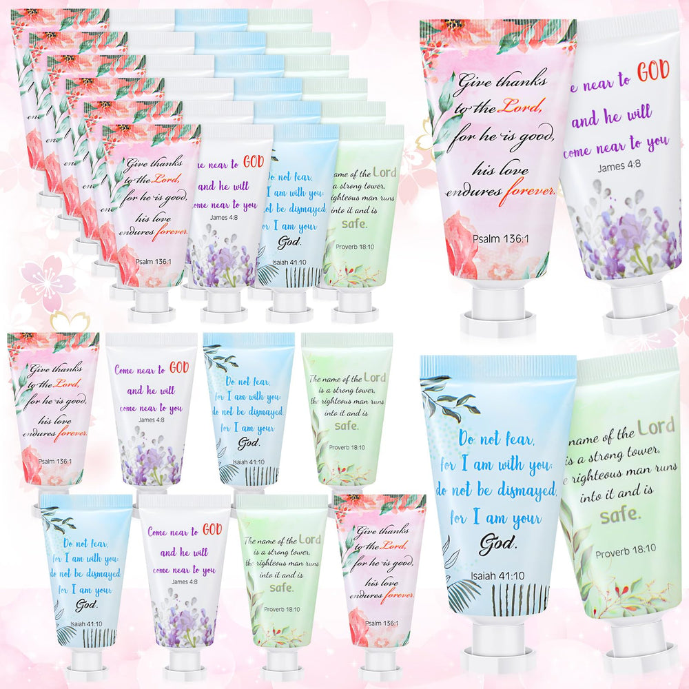 Landhoow Christian hand cream 48-pack packaging ideal for gifts and sharing.